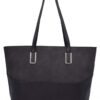 CRAZYCHIC Sac à Main Cabas Femme Lycéenne Etudiante - Sac Cours Travail Rigide PU Noir - Grande Capacité A4 Mode Élégant