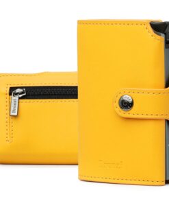 Porte Carte Bancaire Protection RFID pour Homme/Femme | Portefeuille Italien de Qualité | Coffret Cadeau - Bronzi (Jaune
