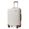 Valise Kono Crème 76cm Rigide avec Serrure TSA et Roulettes Travailleurs Été Voyage