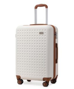 Valise Kono Crème 76cm Rigide avec Serrure TSA et Roulettes Travailleurs Été Voyage