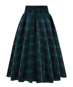 Jupe tartan gothique haute qualité pour femme - Jupe midi plissée - Jupe trapèze patineuse élégante pour femmes