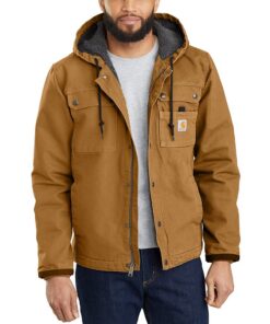 Veste de travail Carhartt en toile lourde délavée avec doublure sherpa coupe décontractée pour homme - chaud et durable