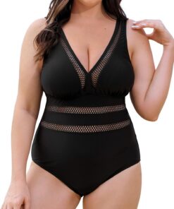 CUPSHE Femme Maillot de bain une pièce - Grande taille - Col V - Maille respirante - Pour la plage et la piscine
