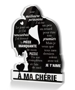 Décoration Acrylique Silhouette À Ma Chérie Romantic Gravé Cadeau Sentimental Amie Compagne