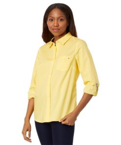Tommy Hilfiger Chemise à Bouton Bas Femme Long Sleeve Collared Shirt Feminine Uses All Year Round Chic and Comfortable D