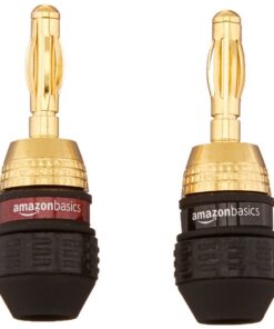 Amazon Basics Plug à la banane + noires + usage domestic / cuisine + praticité du design + lot de 12 paires, 24 unités +