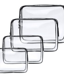 Aucuu 4PCS Trousse de Toilette Transparente, Kit de Voyage pour l'Avion, Sac de Rangement Transparent pour Cosmétiques H