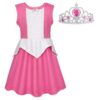 Robe De Princesse Aurore Costume Fille Halloween Noël 3-8 Ans Couronne Déguisement Anniversaire Carnaval