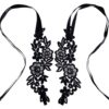 Craspire Craspire 2 Paires Dentelle Broderie Bracelet de Cheville Noir Femme Mariage Bal Bijoux Floral