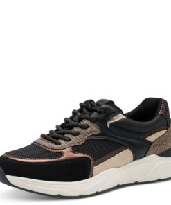 Tamaris Damen Sneaker Low 1-23745-43 Basket Femme Flats Élégants pour Femmes en Cuir Noir Mixatif Mixte Femmes Chaussure