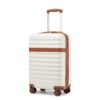 Valise Cabine Rigide Léger en ABS+PC avec Serrure TSA et Roues Silencieuses à 360° pour Voyages Courts - Modèle M (Blanc