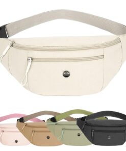 Mayoii Sac banane léger pour voyage et sports, adapté aux femmes et hommes, résistant à l'eau, blanc, taille unique, sac