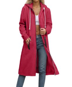 Veste polaire femme grande taille tendance avec fermeture éclair,intégrale,cordon de serrage, veste d'hiver-long à manch
