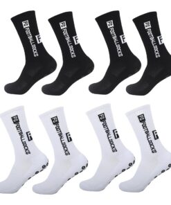 KEWUF 4 Paires Chaussettes Antidérapantes pour Hommes et Femmes, Sports comme Football et Basketball, Yoga et Trekking,