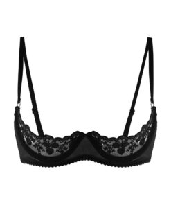 Mufeng Push Up Soutien-Gorge Dentelle Femmes Redresse-Seins Sexy Brasière Floral Transparent Clubwear S-5XL
