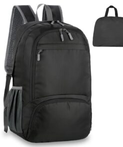 Sac à Dos Flintronic Pliable et Imperméable pour Randonnée et Sport, Homme et Femme, Noir - Confort et Légèreté pour Mar