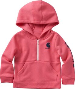 Carhartt Sweatshirts pour filles à capuche, manches longues, fermeture à demi-zip, confortable et résistante, pour enfan