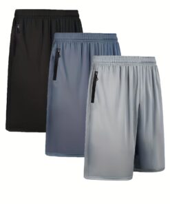 BUYJYA shorts de course à pied pour hommes - Légers et décontractés - Avec poche zippée