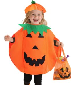 Costume de citrouille Halloween pour enfants + Costume de citrouille avec bonnet pour garçons et filles + Décoration Hal