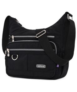 Sac Bandoulieré Imperméable Lightweight pour Femmes (Noir) Sac Bandoulieré Multipoche Léger pour Voyage (Noir) Sac B
