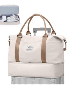 WEPLAN Sac de Voyage Cabine Ryanair Imperméable Beige et Marron pour Femme et Homme