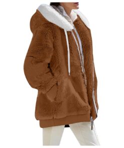 Veste polaire généreuse femme longue en peluche chaude - Taille XL - Sweat à capuche avec poche zippée - Moelleuse et dé