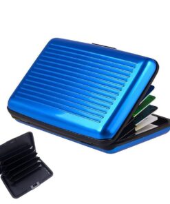 JeoPoom Porte-Cartes en Aluminium Anti-RFID pour Hommes et Femmes - 6 Slots Bleu
