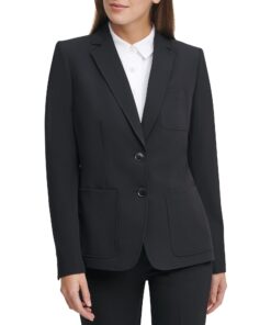 Tommy Hilfiger Blazer Femme Bureau avec Fermeture Éclair, Noir, Taille 12
