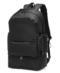 Seyfocnia Sac à dos de sport pour homme - Noir, Sac à dos imperméable avec compartiment à chaussures - Noir, Sac à dos d