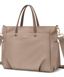 Sac Fourre-Tout pour Ordinateur Portable 15.6 Pouces Champagne, Sac à Bandoulière Élégant Femme Travail Voyages, Grand C