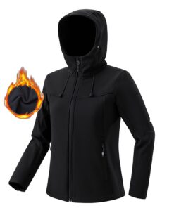 Veste Softshell Maisley Femme Hiver Chaud Résistante au Vent et à l'eauavec Capuche Veste de Course pour Transition