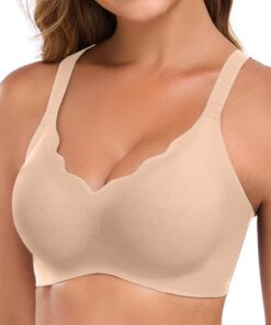 Graviar Soutien-Gorge Femme sans Armature Coussinets Col V Bralette sans Coutures