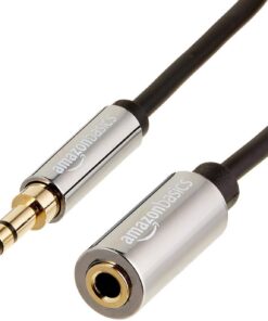 Amazon Basics Câble audio stéréo 3,5 mm mâle/femelle 7,6 m - Rallonge anti-électromagnétique pour appareils audio, Noir