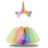 Costume Licorne Hifot Fille Fête Anniversaire Carnaval, Jupe Tutu Ruban, Cadeau Enfant