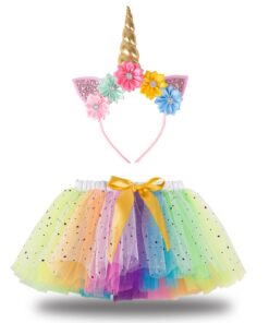 Costume Licorne Hifot Fille Fête Anniversaire Carnaval, Jupe Tutu Ruban, Cadeau Enfant