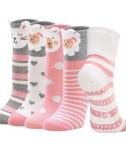 Chaussettes Anti Dérapantes Putuoj Fille|Coton|Enfant|Activité|Respirantes|2-14 ans|5 Paires|OEKO-TEX STANDARD 100