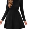 CUPSHE Robe en Tricot Côtelé Femme Automne Décontractée Confortable Manches Longues Col Ronde