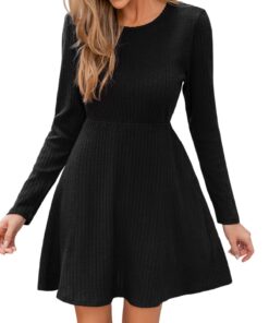 CUPSHE Robe en Tricot Côtelé Femme Automne Décontractée Confortable Manches Longues Col Ronde