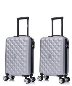Valise Cabine Easyjet 45x36x20cm Gris | Légère et Rigide | Lot de 2 | Valises Cabine pour Vols Easyjet | Bagages Légers