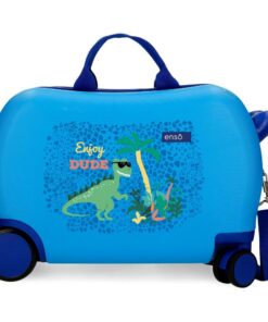 Valise Enso Dino pour Enfant Bleue Rigide 45 x 31 x 20 cm Bagage Main