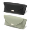 Étui en cuir PU 2 pièces Hifot pour lunettes de soleil, poche pour rangement, clip inclus - Idéal pour femme, homme et e