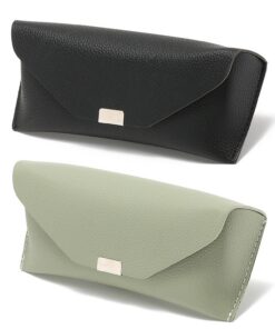 Étui en cuir PU 2 pièces Hifot pour lunettes de soleil, poche pour rangement, clip inclus - Idéal pour femme, homme et e