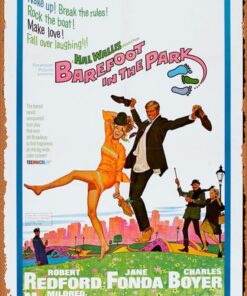 Zuhhgii Affiche de film rétro pieds nus dans le parc en métal pour maison et café, deco vintage idéale pour club et cave
