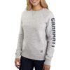 Carhartt Sweatshirt Femme - Coupe Décontractée, Logo Imprimé sur la Manche, Sweat-Shirt Mi-épais pour Activités Outdoor