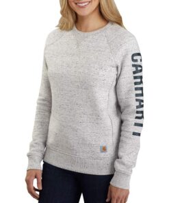 Carhartt Sweatshirt Femme - Coupe Décontractée, Logo Imprimé sur la Manche, Sweat-Shirt Mi-épais pour Activités Outdoor