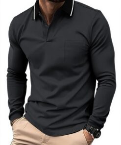 Zitysport Polo Manches Longues Golf Respirant Séchage Rapide Coupe Classique