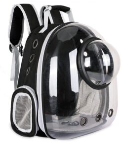 Sac à Dos Animal Domestique Noir Respirant Résistant à la Chaleur pour Voyage et Randonnée (Noir) Sac à Dos Transparen