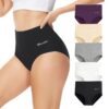 Momoshe Culotte Femme Coton Taille Haute Post Accouchement Slip Shorts Extensibles Lot de 5 Elasticité Ventre Plat Gaina