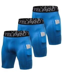 Yishengwan Short de Compression Homme Séchage Rapide Respirant Fitness avec Poche