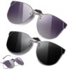 Polaire 2 Pièces Clip Lunettes UV400 Noir Violet pour Hommes et Femmes en Extérieur